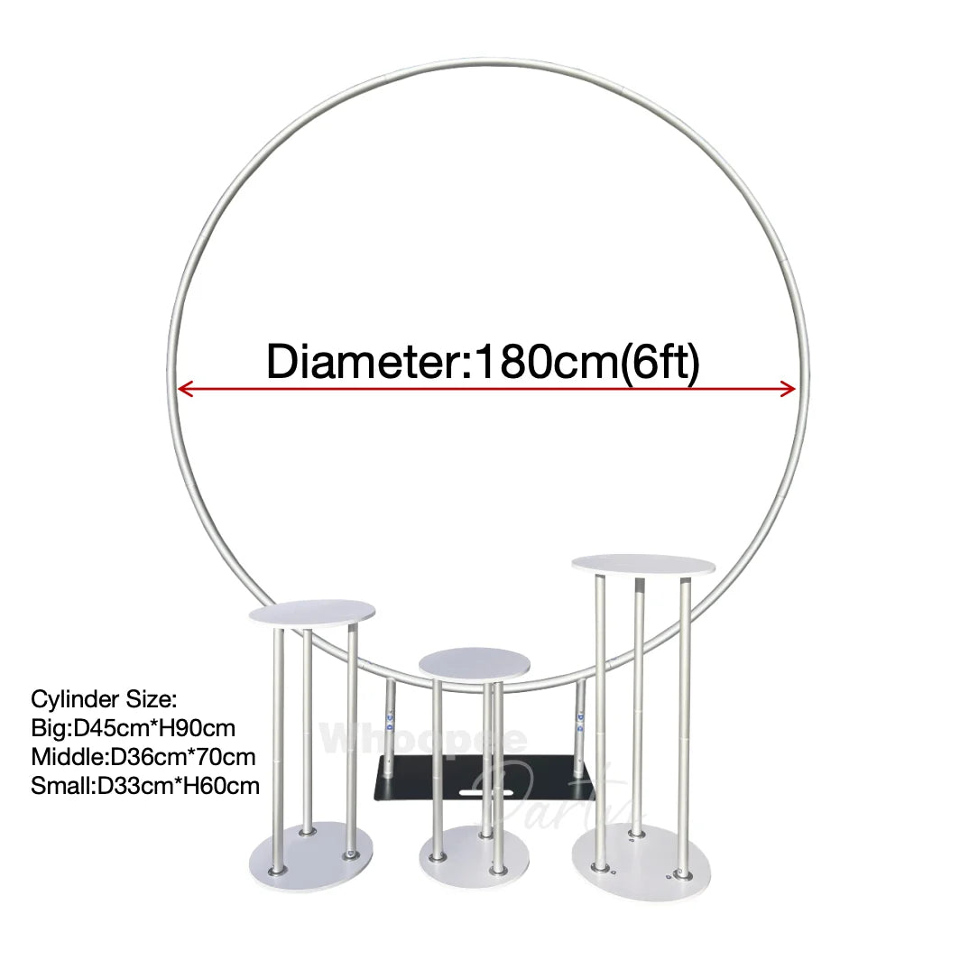 Aluminum Alloy Tube Dessert Plinth Cylinder Round Circle Backdrop Stand And Cover