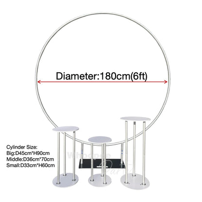 Aluminum Alloy Tube Dessert Plinth Cylinder Round Circle Backdrop Stand And Cover