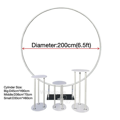 Aluminum Alloy Tube Dessert Plinth Cylinder Round Circle Backdrop Stand And Cover