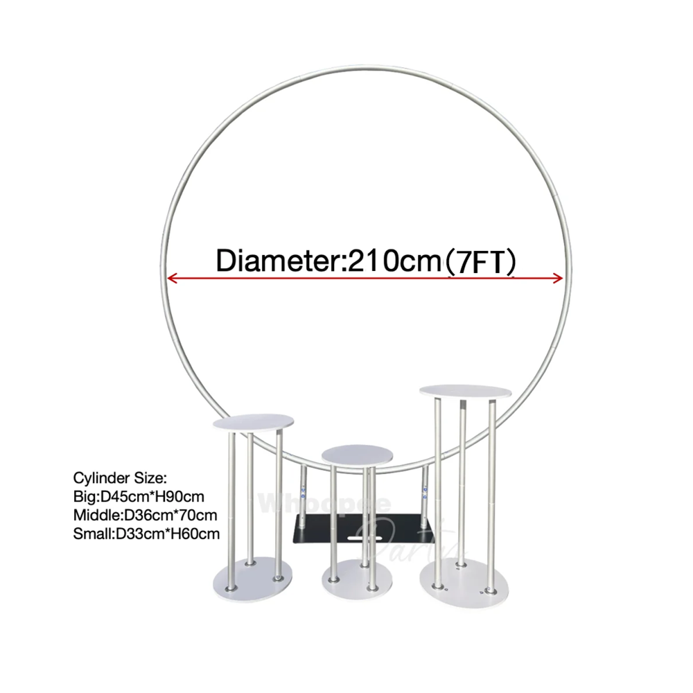 Aluminum Alloy Tube Dessert Plinth Cylinder Round Circle Backdrop Stand And Cover