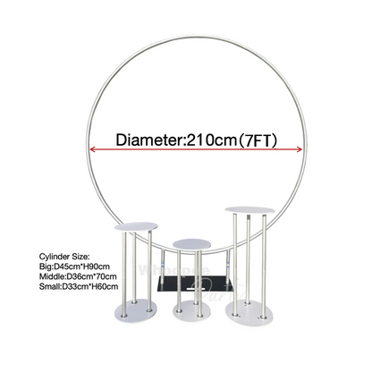 Aluminum Alloy Tube Dessert Plinth Cylinder Round Circle Backdrop Stand And Cover