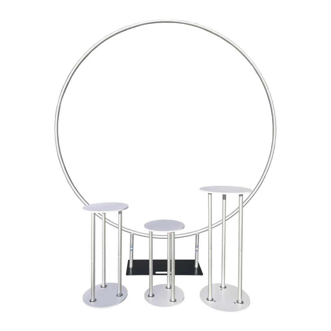 Aluminum Alloy Tube Dessert Plinth Cylinder Round Circle Backdrop Stand And Cover