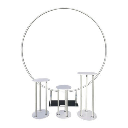 Aluminum Alloy Tube Dessert Plinth Cylinder Round Circle Backdrop Stand And Cover